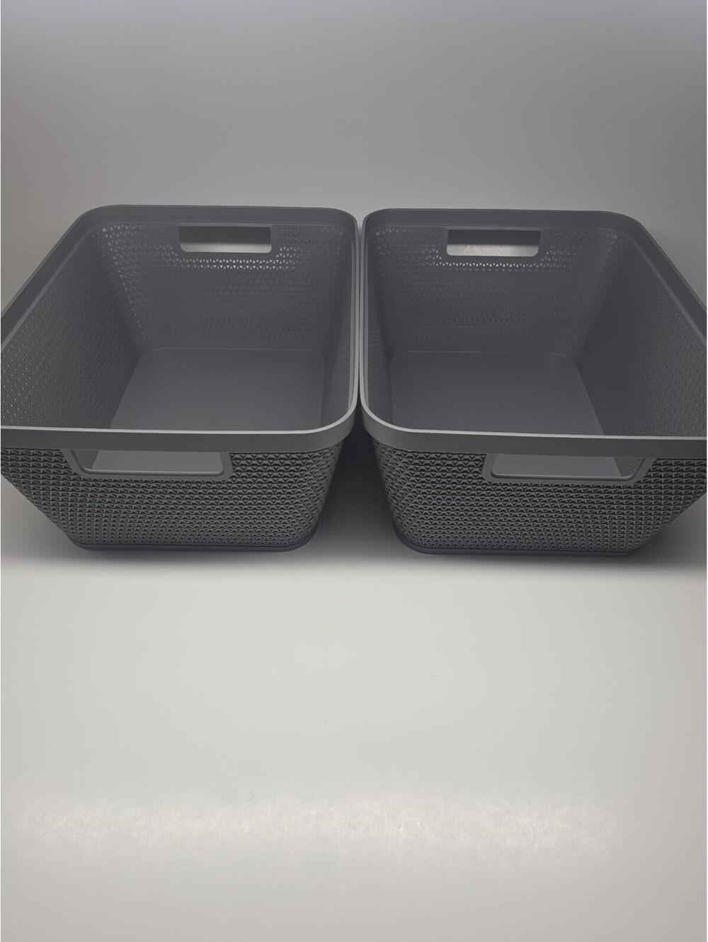 Plastic Storage Baskets Set of 2 Sturdy Pantry Organizers and Storage Bins